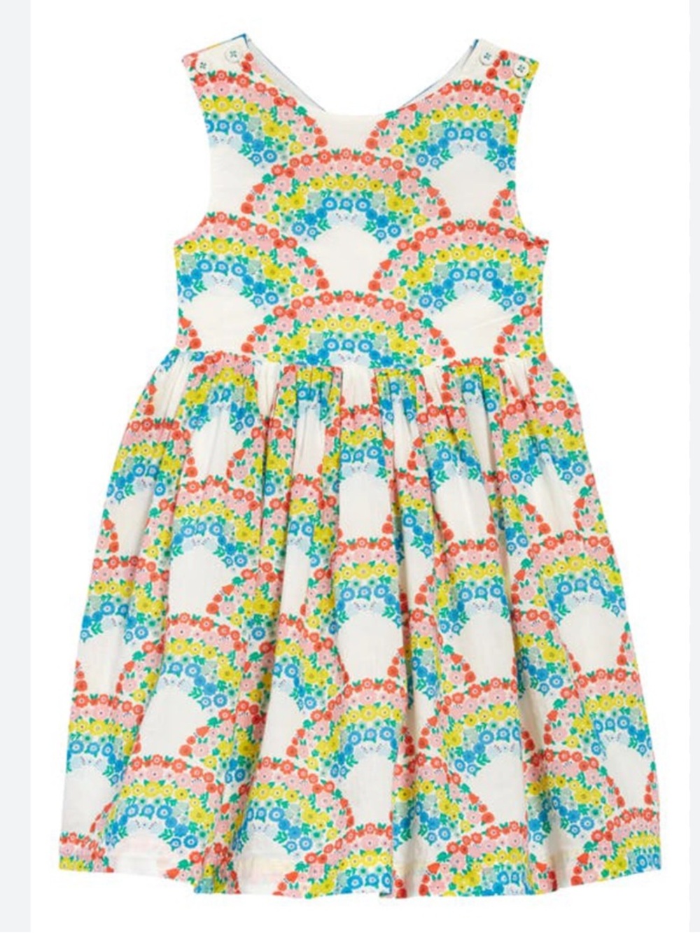 Mini Boden Kids' Rainbow Cross Back Dress Rainbow Floral Girl’s Sz 3-4Y HTF RARE